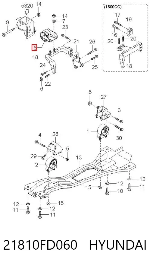 Coxim (suporte) direito de motor 21810FD060 Hyundai/Kia