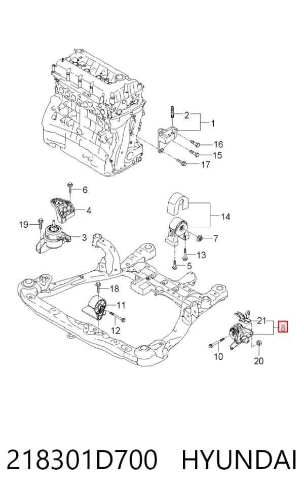 Coxim (suporte) esquerdo de motor 218301D700 Hyundai/Kia