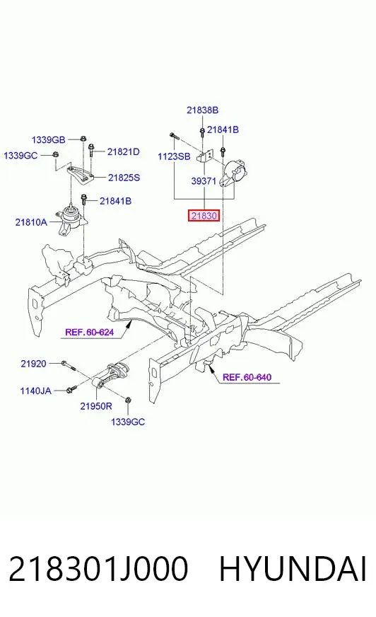 Coxim (suporte) esquerdo de motor 218301J000 Hyundai/Kia