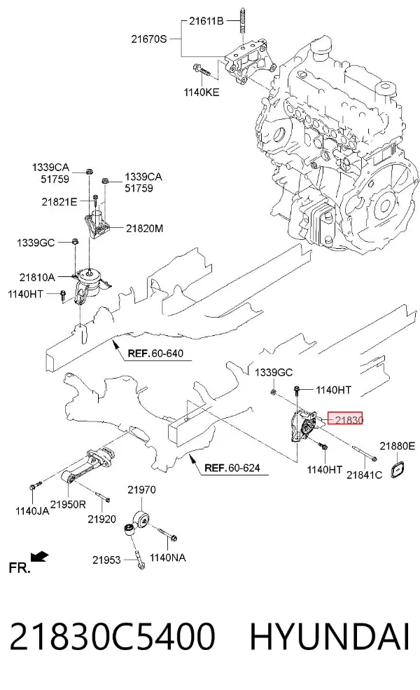 Coxim (suporte) esquerdo de motor 21830C5400 Hyundai/Kia