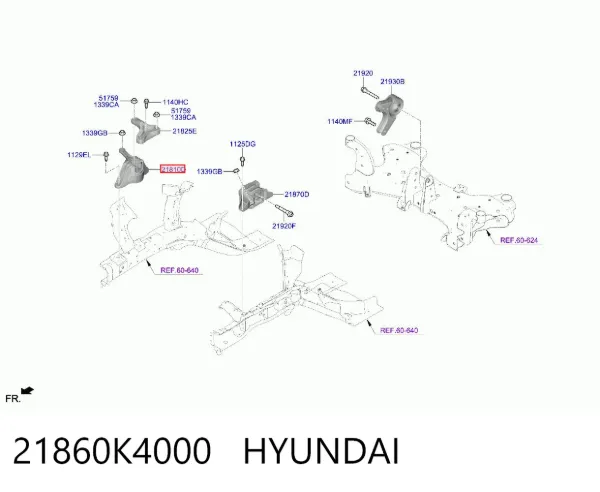 Coxim (suporte) direito de motor 21860K4000 Hyundai/Kia