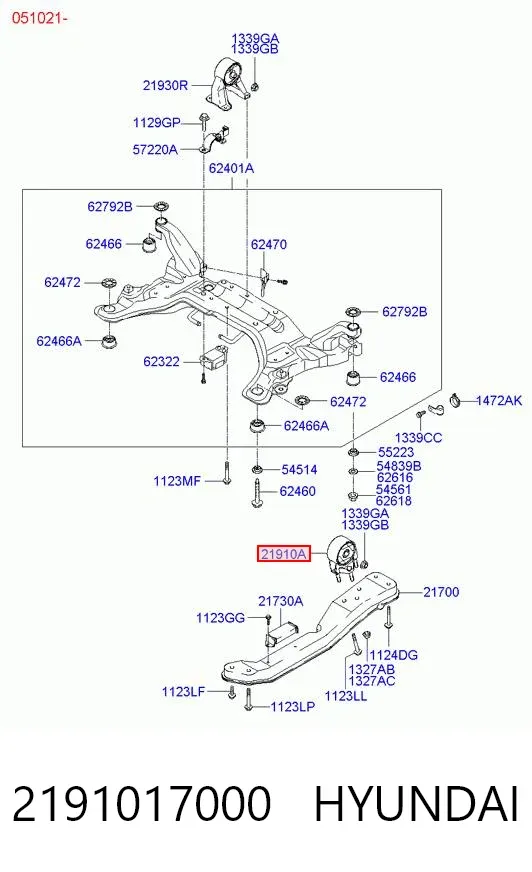 Coxim (suporte) dianteiro de motor 2191017000 Hyundai/Kia