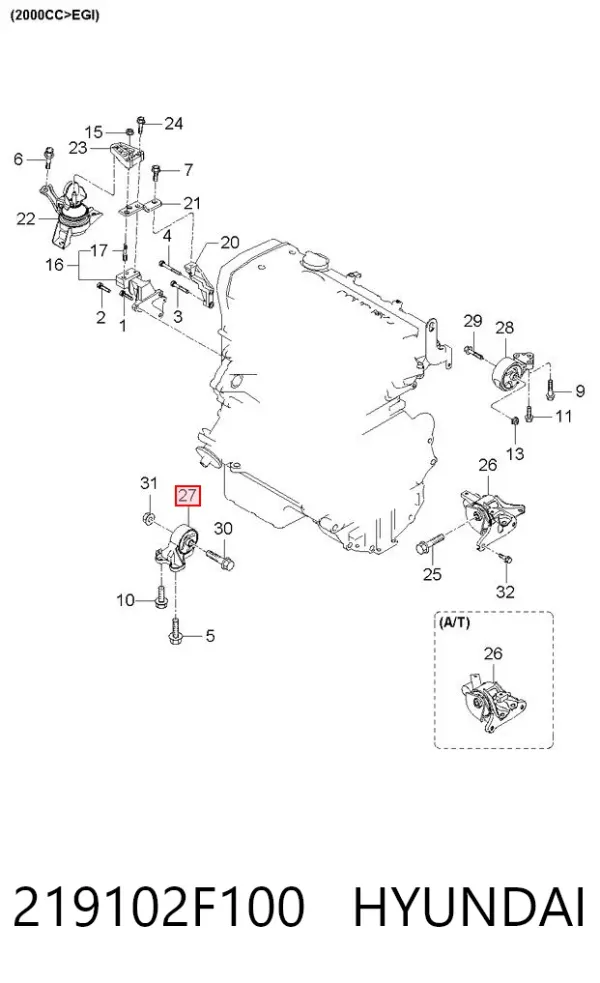 Coxim (suporte) dianteiro de motor 219102F100 Hyundai/Kia
