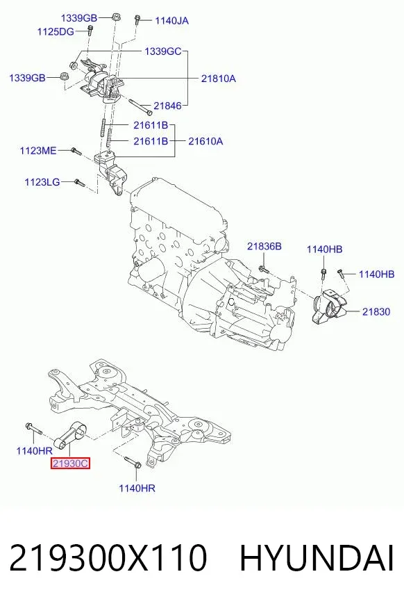 Coxim (suporte) dianteiro de motor 219300X110 Hyundai/Kia