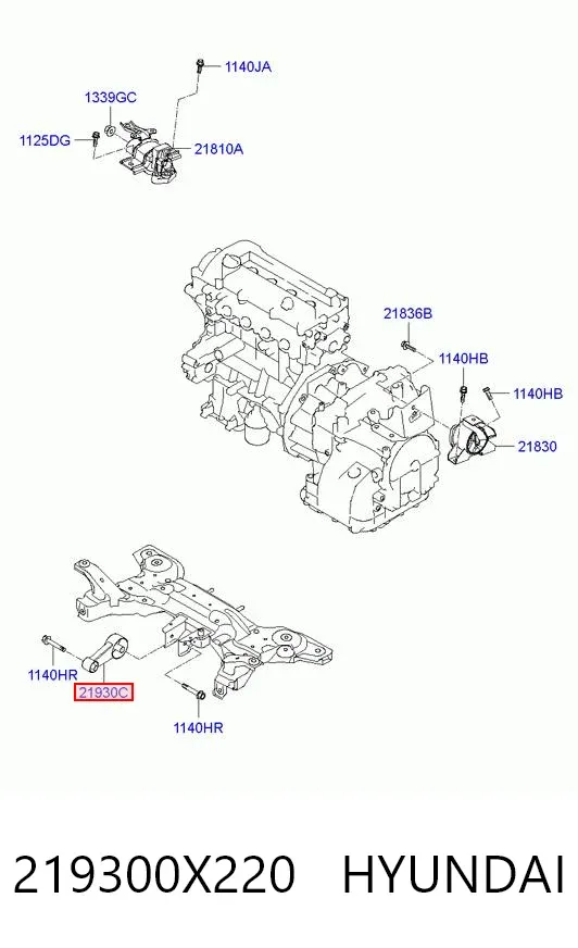 Coxim (suporte) dianteiro de motor 219300X220 Hyundai/Kia