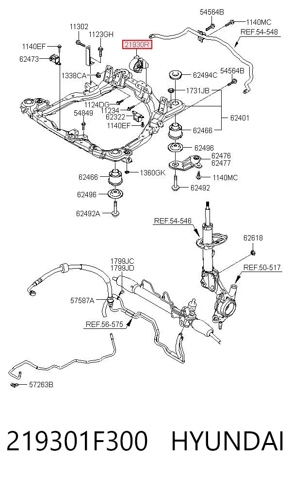 Coxim (suporte) traseiro de motor 219301F300 Hyundai/Kia