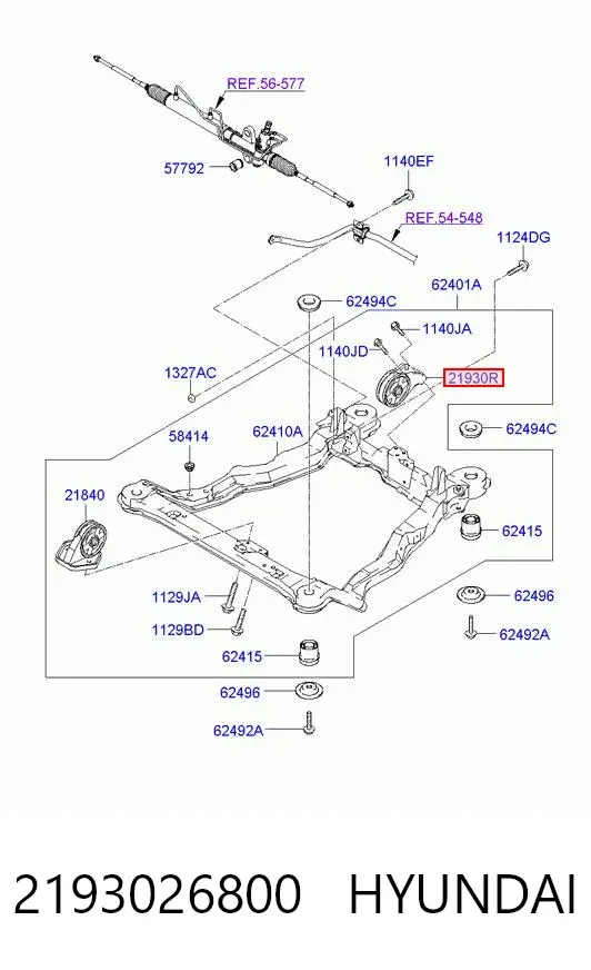 Coxim (suporte) traseiro de motor 2193026800 Hyundai/Kia