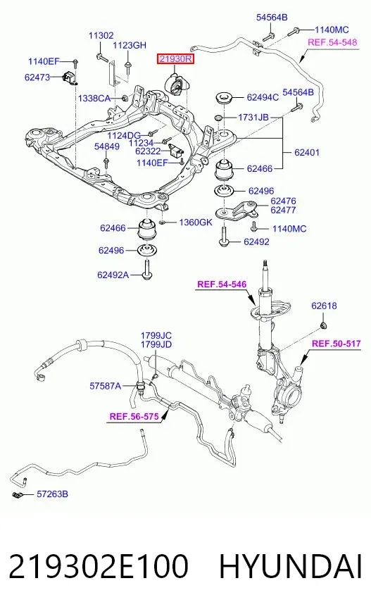 Coxim (suporte) traseiro de motor 219302E100 Hyundai/Kia