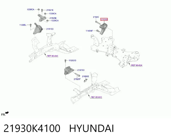 Coxim (suporte) traseiro de motor Hyundai KONA OS