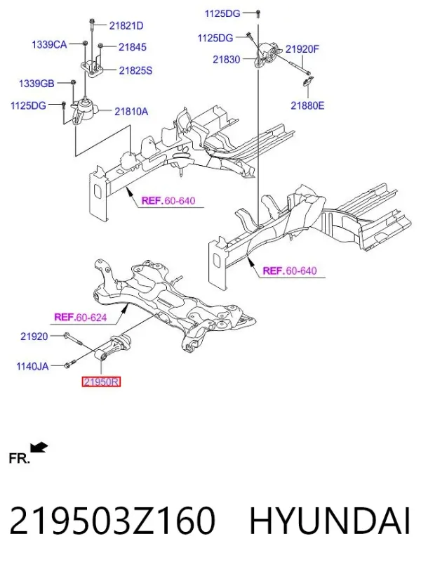 Coxim (suporte) dianteiro de motor 219503Z160 Hyundai/Kia
