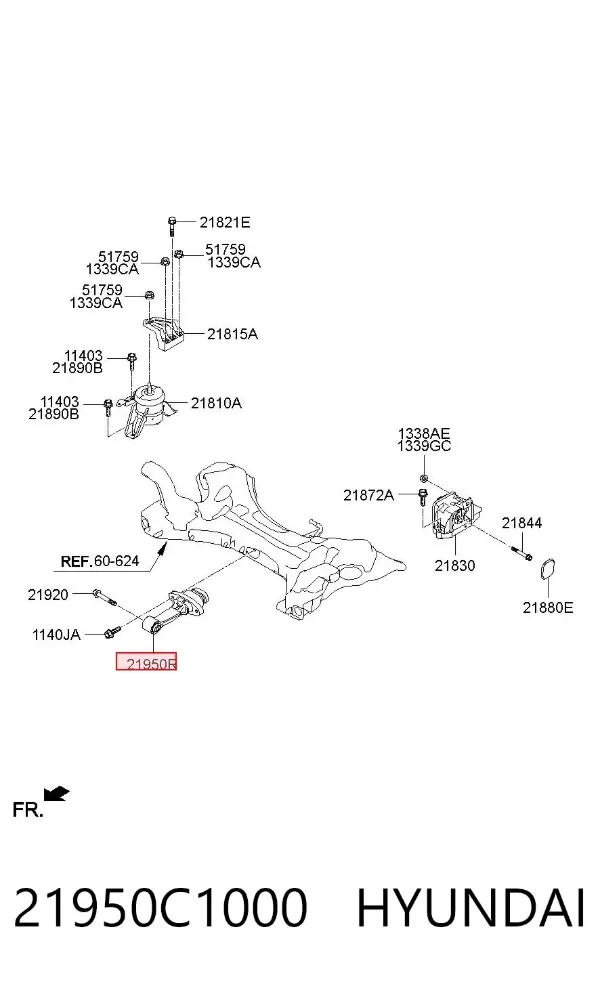 Coxim (suporte) dianteiro de motor 21950C1000 Hyundai/Kia