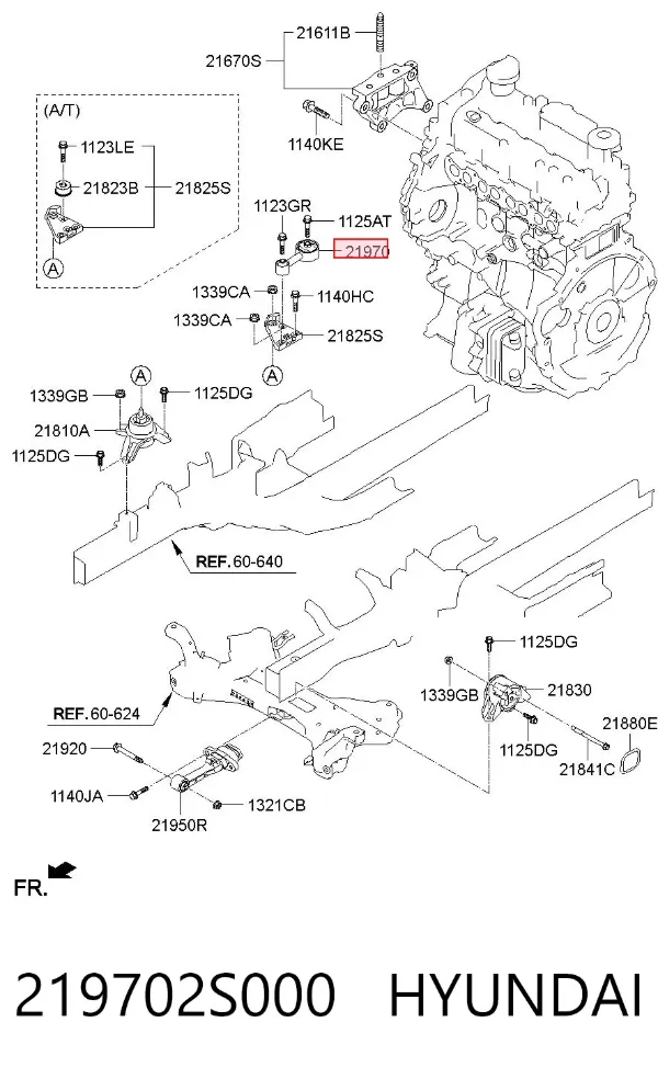 Coxim (suporte) traseiro de motor 219702S000 Hyundai/Kia