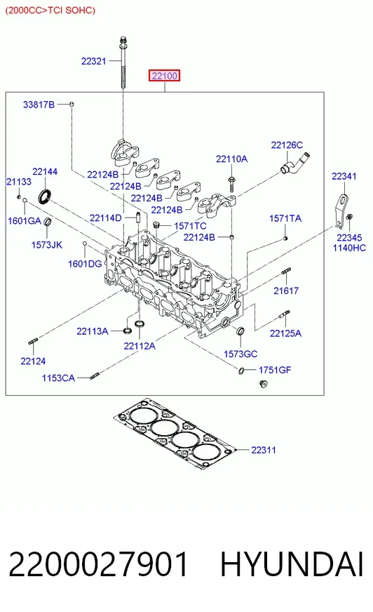 Cabeça de motor (CBC) 2200027901 Hyundai/Kia