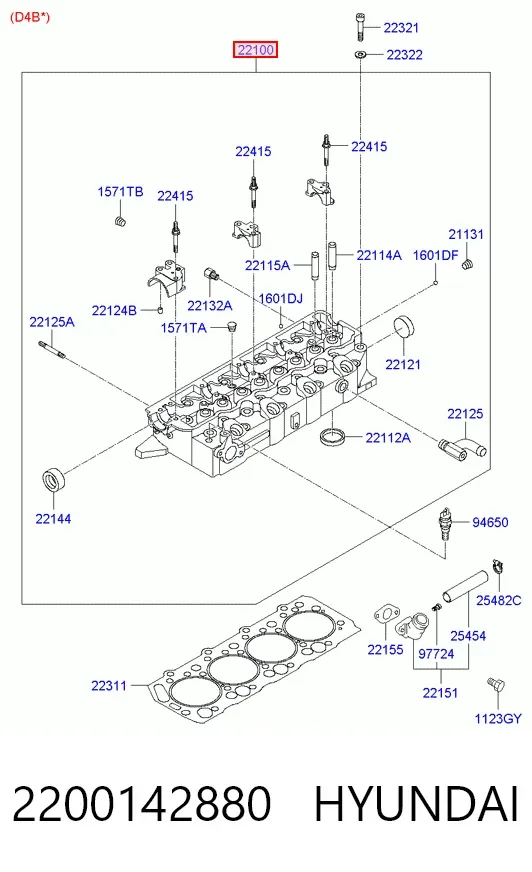 Cabeça de motor (CBC) 2200142880 Hyundai/Kia
