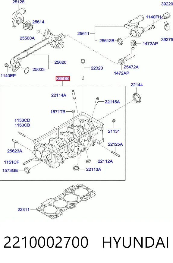 Cabeça de motor (CBC) Hyundai I10 PA