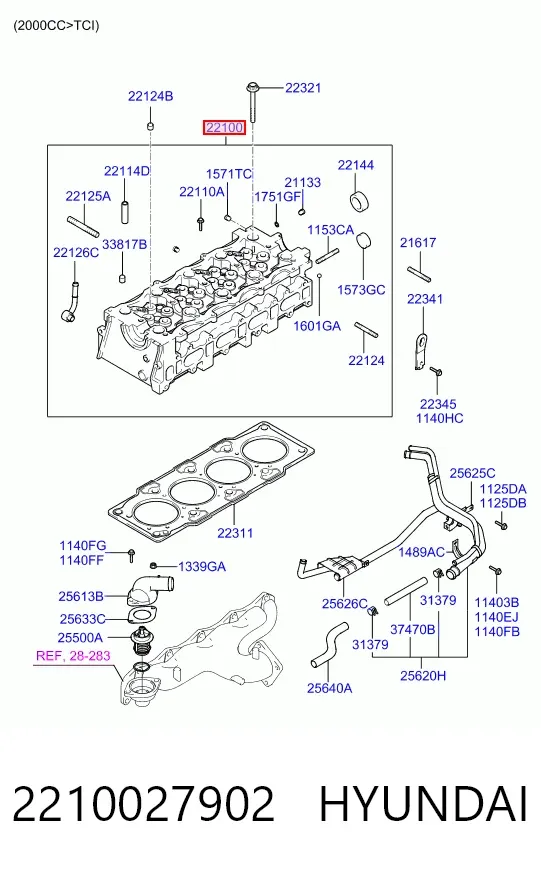 Cabeça de motor (CBC) 2210027902 Hyundai/Kia