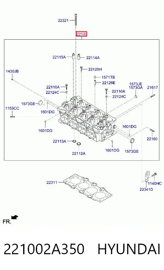 Cabeça de motor (CBC) 221002A350 Hyundai/Kia