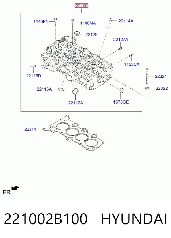Cabeça de motor (CBC) 221002B100 Hyundai/Kia