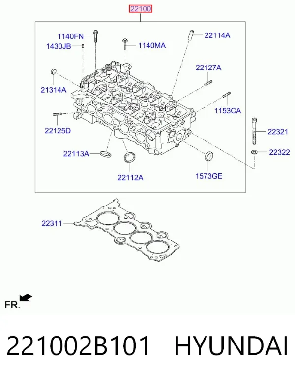Cabeça de motor (CBC) 221002B101 Hyundai/Kia