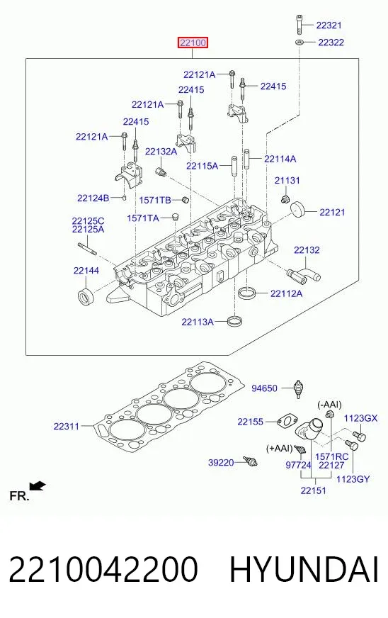 Cabeça de motor (CBC) 2210042200 Hyundai/Kia