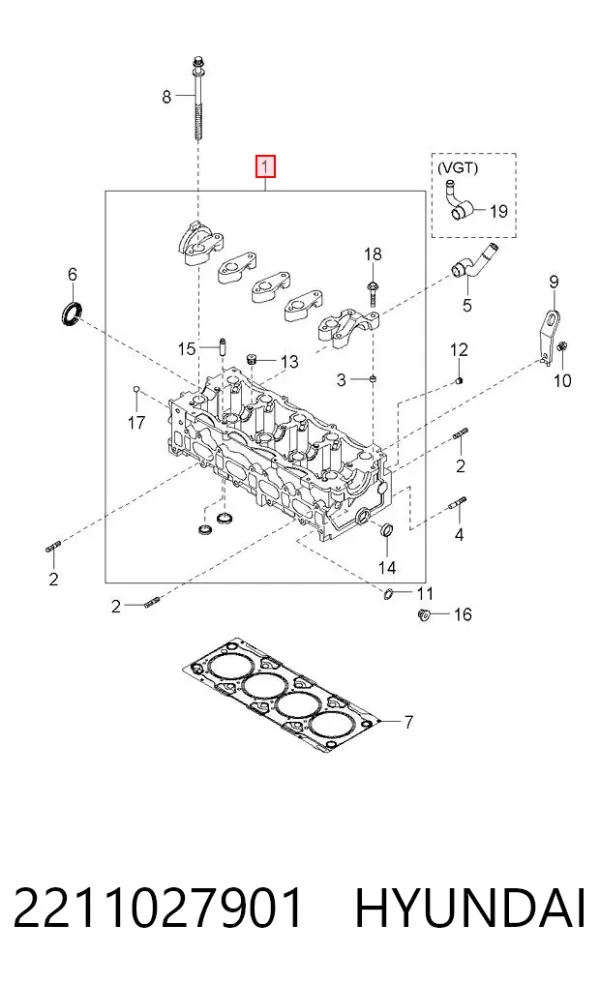 Cabeça de motor (CBC) 2211027901 Hyundai/Kia