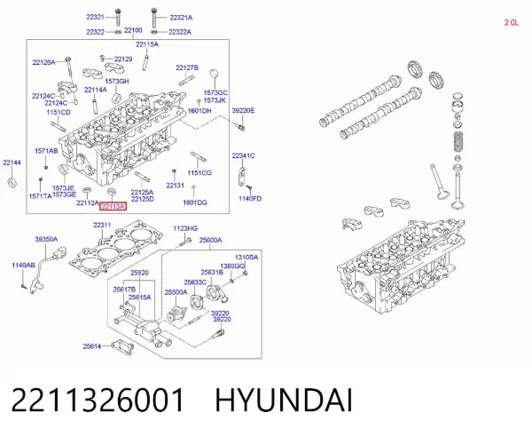 Assento de válvula de escape 2211326001 Hyundai/Kia