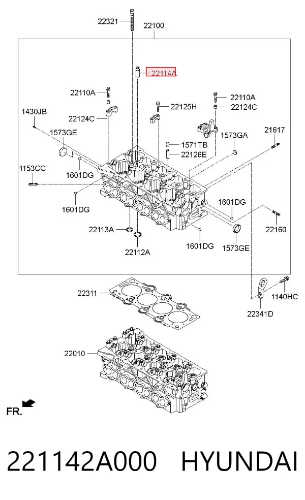 Guia de válvula de admissão 221142A000 Hyundai/Kia