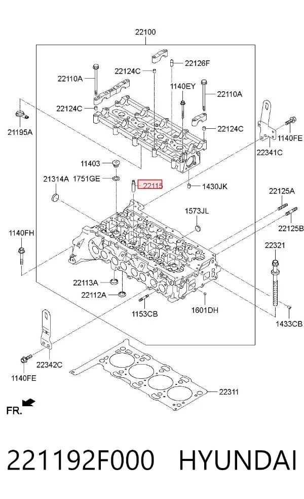 Guia de válvula de escape 221192F000 Hyundai/Kia