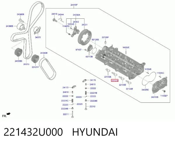Vedante de tampa de válvulas de motor 221432U000 Hyundai/Kia