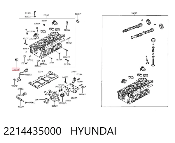 Vedação da árvore distribuidora de motor 2214435000 Hyundai/Kia