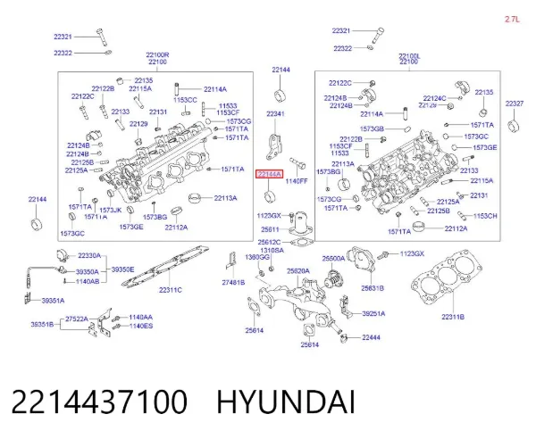 Vedação dianteira da árvore distribuidora de motor 2214437100 Hyundai/Kia