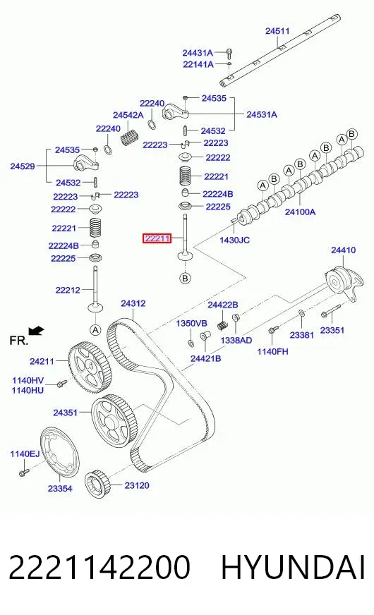 Válvula de admissão 2221142200 Hyundai/Kia