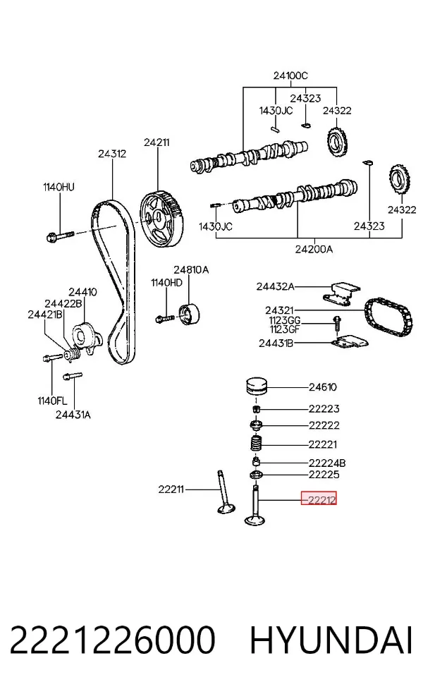 Válvula de escape 2221226000 Hyundai/Kia