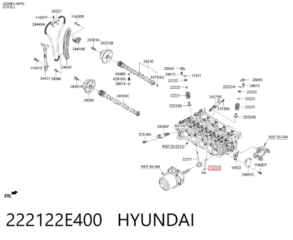 Válvula de escape 222122E400 Hyundai/Kia