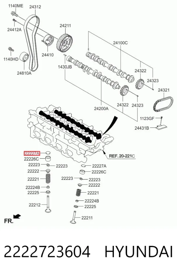Arruela de regulação 2222723604 Hyundai/Kia