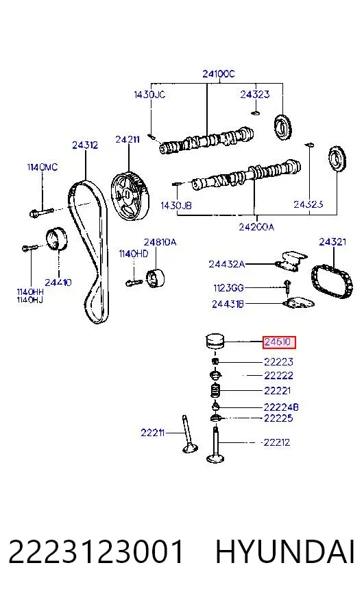 Compensador hidrâulico (empurrador hidrâulico), empurrador de válvulas 2223123001 Hyundai/Kia