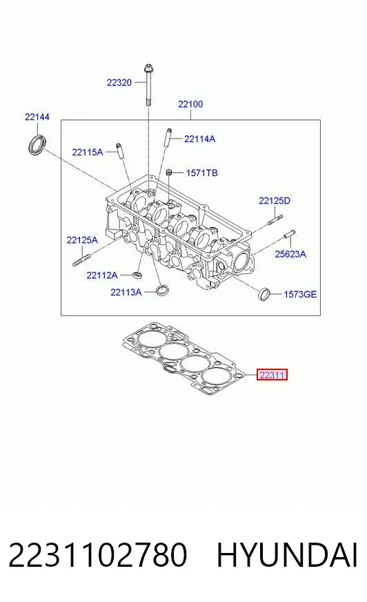 Vedante de cabeça de motor (CBC) 2231102780 Hyundai/Kia