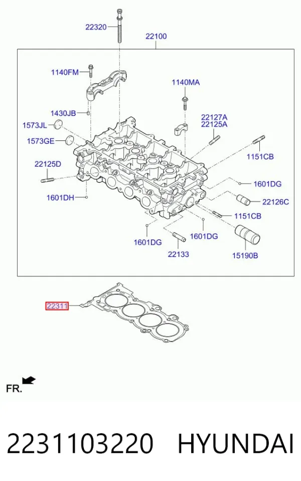 Vedante de cabeça de motor (CBC) 2231103220 Hyundai/Kia