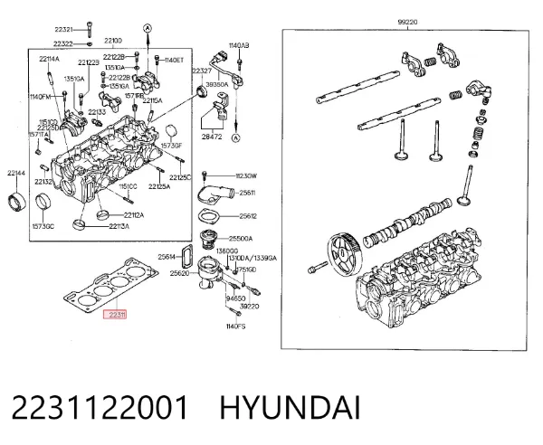 Vedante de cabeça de motor (CBC) 2231122001 Hyundai/Kia