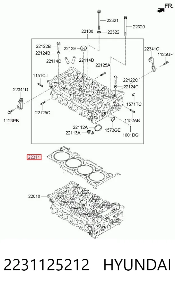 Vedante de cabeça de motor (CBC) 2231125212 Hyundai/Kia