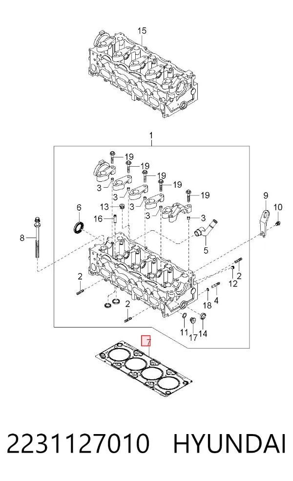 Vedante de cabeça de motor (CBC) 2231127010 Hyundai/Kia