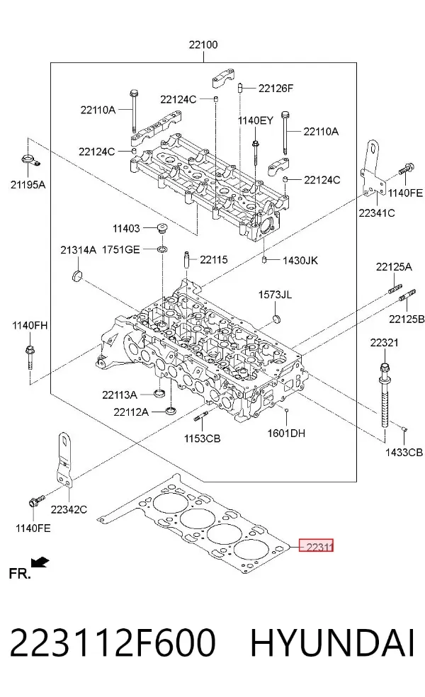Vedante de cabeça de motor (CBC) 223112F600 Hyundai/Kia