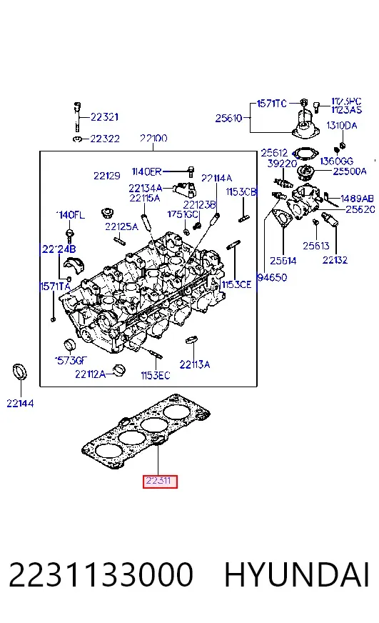 Vedante de cabeça de motor (CBC) 2231133000 Hyundai/Kia