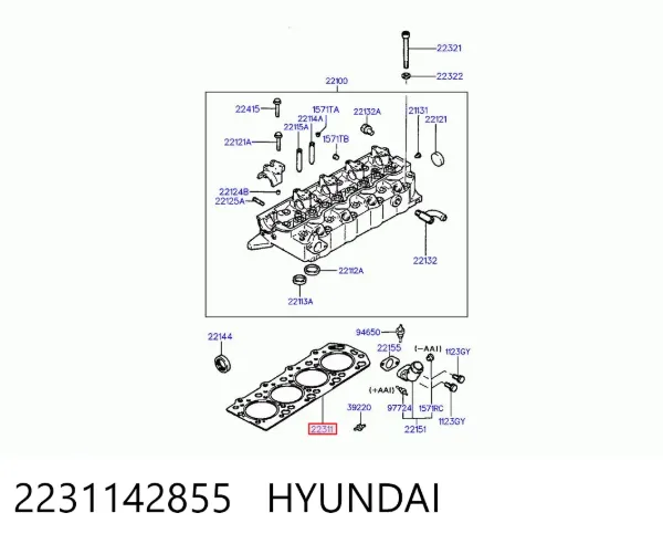 Vedante de cabeça de motor (CBC) 2231142855 Hyundai/Kia