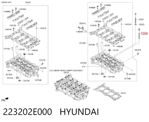 Parafuso de cabeça de motor (CBC) 223202E000 Hyundai/Kia