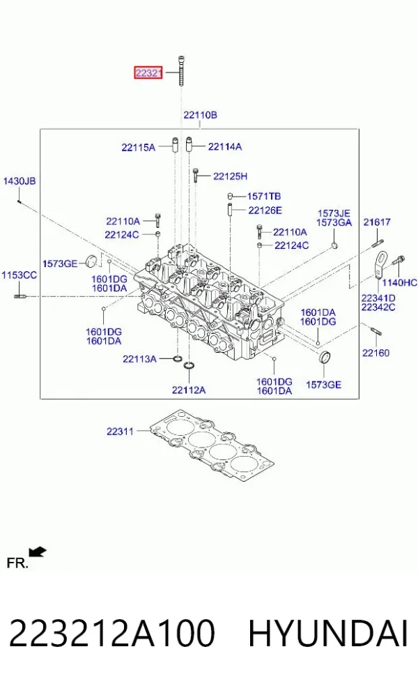 Parafuso de cabeça de motor (CBC) 223212A100 Hyundai/Kia