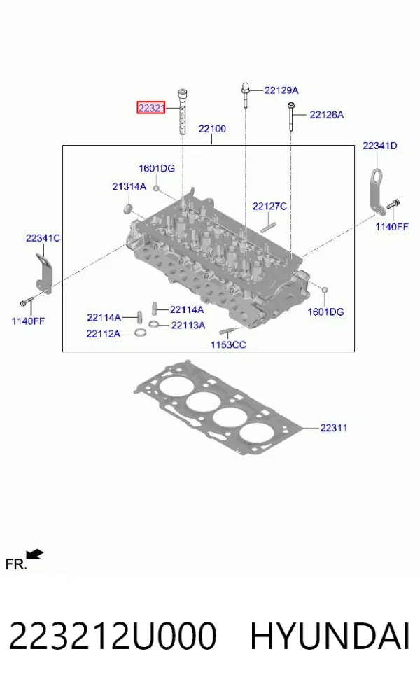 Parafuso de cabeça de motor (CBC) 223212U000 Hyundai/Kia