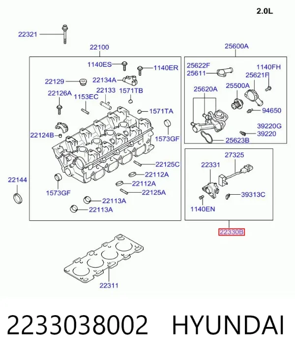 Sensor de posição da árvore distribuidora 2233038002 Hyundai/Kia