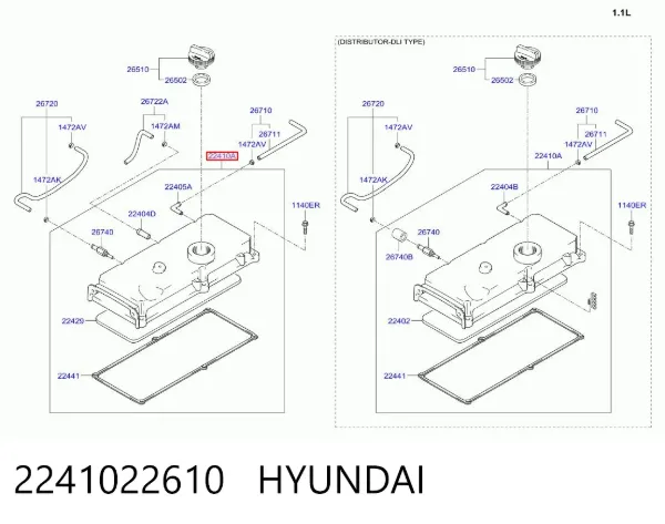 Tampa de válvulas Hyundai Getz 