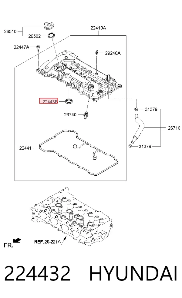 Vedante anular da cavidade de vela 224432 Hyundai/Kia